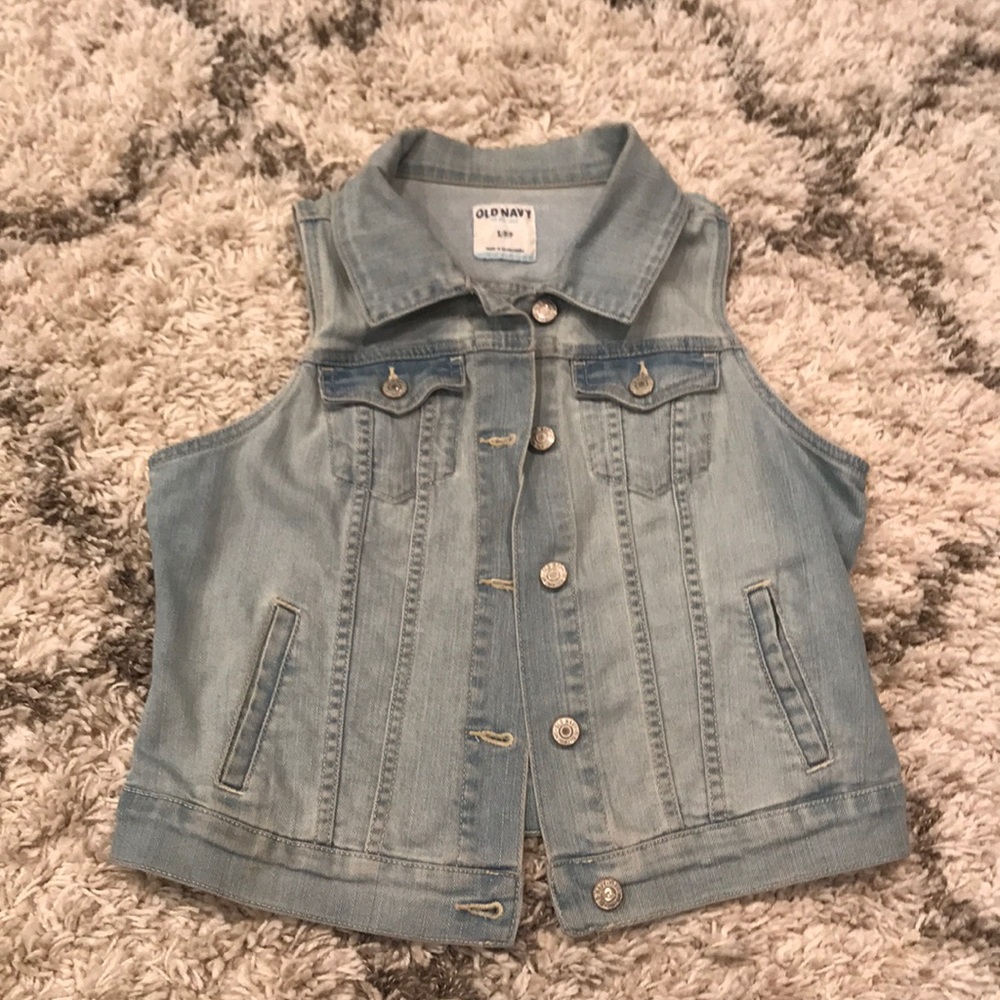 Cropped denim vest